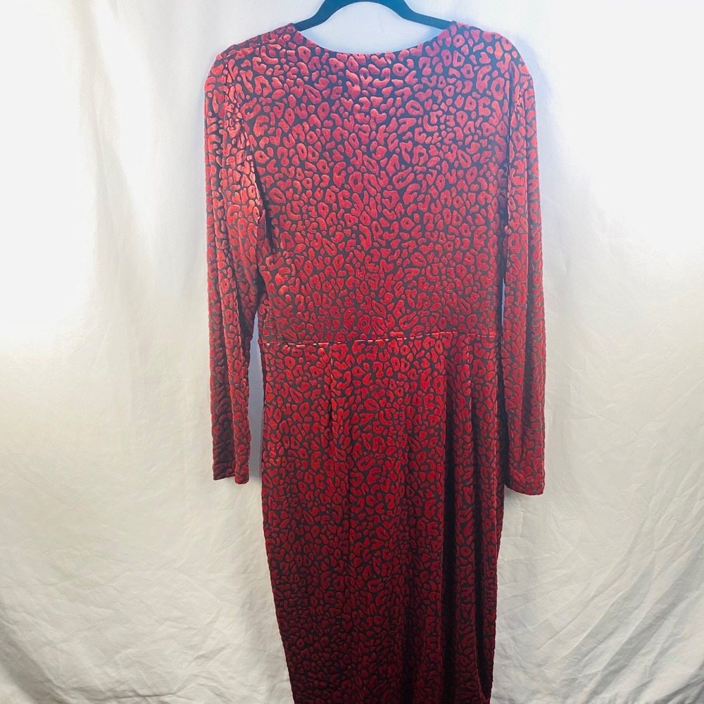 Rachel Roy Velvet Pink Black Leopard Print VNeck Sheath Dress Punk Whimsigoth 1X - Picture 7 of 10